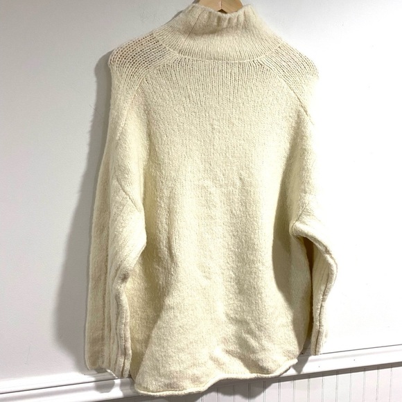 Anthropologie sweater wool blend cream mock neck soft warm xxs oversized - Picture 2 of 5